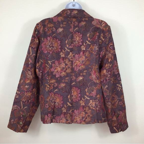 COLDWATER CREEK Floral Brocade Tapestry Jacket Blazer size M - Picture 4 of 5